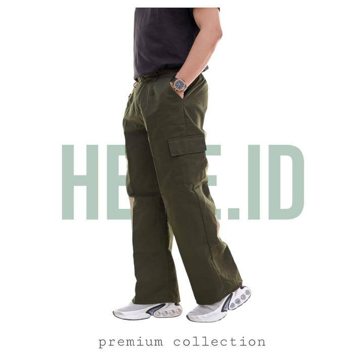 Celana Cargo Panjang Loose pants Unisex bahan tebal halus nyaman