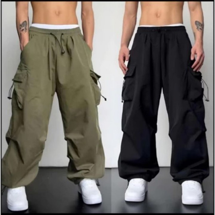 Celana Cargo Panjang Pria Wanita Tali Serut Highwaist Korean Stail Casual Gombro