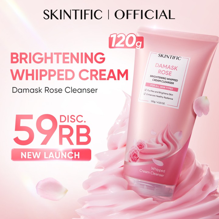 [NEW] SKINTIFIC - Damask Rose Brightening Whipped Cream Cleanser 120g | Kulit Gl