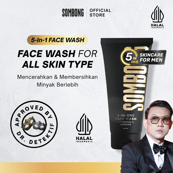 [MALL] SOMBONG 5-in-1 Face Wash With Coffee & Ginseng 100ml Oil Face Wash, Mence