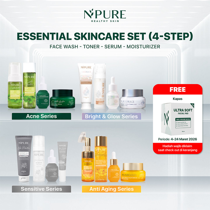 [BUY 4 FREE KAPAS] NPURE Essential Skincare Set (4-Step)- Face Wash + Toner + Se