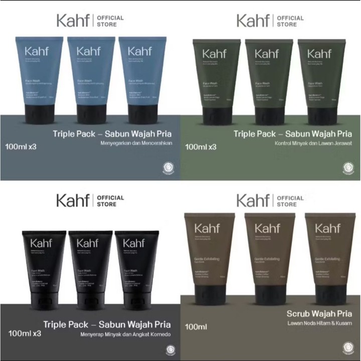 Khaf Facial wash 100ml Paket Hemat isi 3 pcs (All variant)