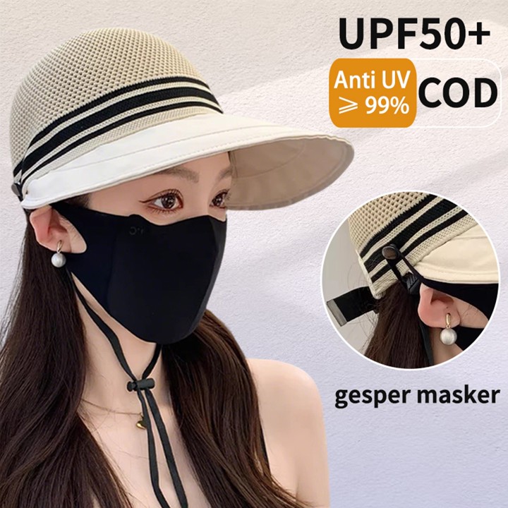 Topi Anti UV Topi Wanita Bucket Topi Umroh UV Pantai Outdoor Lebar Korea Style L