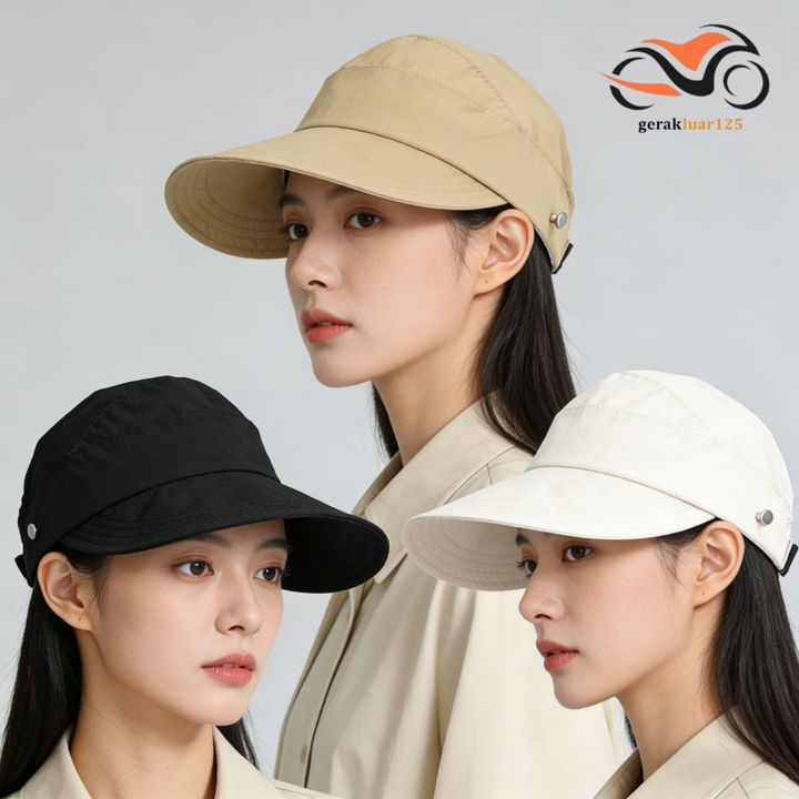 Topi Pantai Wanita Korea Style Visor Anti Sinar UV Bucket Half Sun Hat Fashion