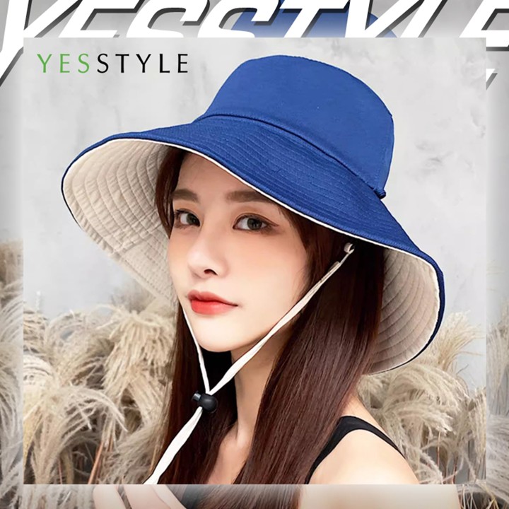 Yesstyle Topi Bucket Pantai Dua Sisi Bisa Bolak Balik Topi Pria Wanita Musim Pan