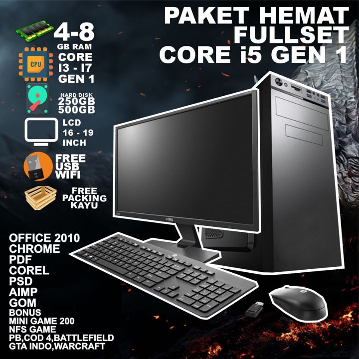 PAKET CORE i3-i7 GEN 1 FULL SET MURAH FREE PACKING KAYU