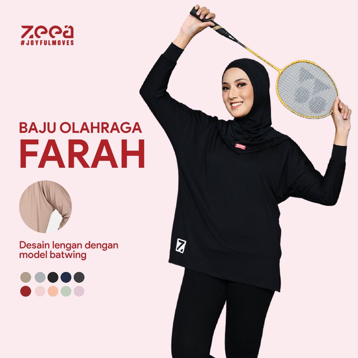 Zeea Baju Olahraga Wanita Muslimah Fabric Quick Dry Inner Fa