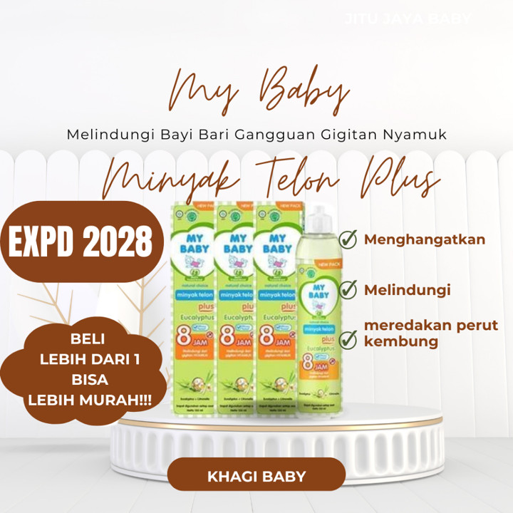 HARGA 3PCS 150ML | My Baby Minyak Telon Plus 8jam Aroma Eucalyptus & Lavender | EXPD 2027