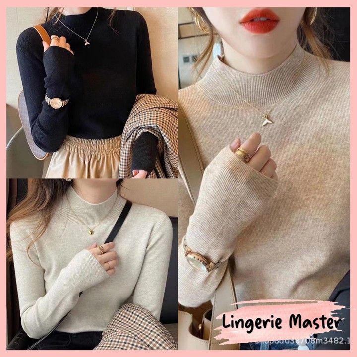 [ LINGERIE MASTER ] - ( T-107 ) Inner Rajut Baju Wanita Rajut Lengan Panjang Turtleneck - Atasan Wanita - Manset