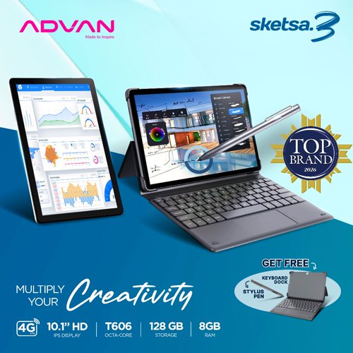 [FREE KEYBOARD + PEN] ADVAN Tab Sketsa 3 | Dual Sim Card 4G 