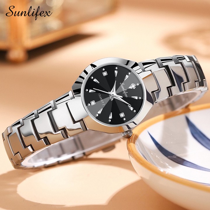 Sunlifex 9090 Jam Tangan Wanita Original Berlian Anti Air Kuarsa Bisnis Santai Wanita Jam Tangan Cewek (Kotak Gratis)