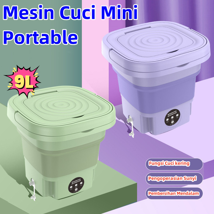 Mesin Cuci Mini Portable 2 Tabun Sterilisasi Cahaya Biru Mesin Pengering Pakaian 9L Mesin Cuci Lipat Otomatismesin cuci bayi min