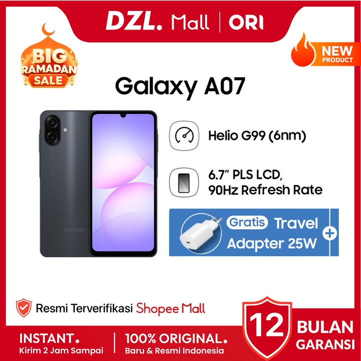 DZL - HP SAMSUNG Galaxy A07 4G 8/256 6/128 4/128 4/64 GB Original Resmi Official Store Handphone Ori