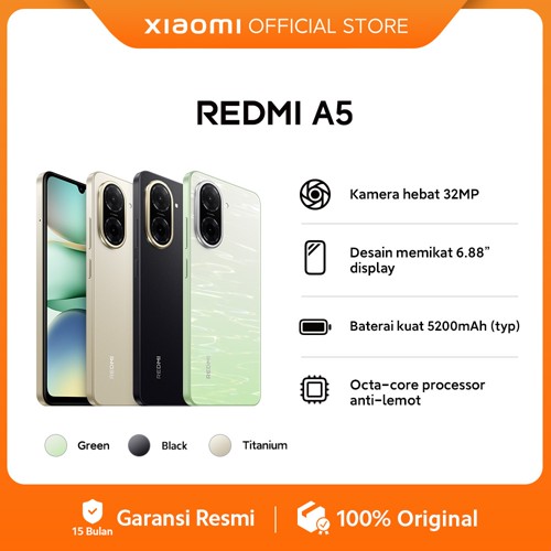 Xiaomi Redmi A5 (4+4GB*/128GB) | Kamera hebat 32MP | Desain 