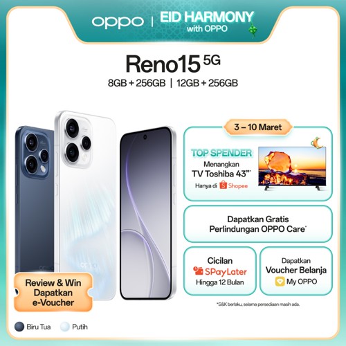 [BARU] OPPO Reno15 5G 8+256GB & 12+256GB [3.5x Telephoto Vibe Portrait, 6500mAh 