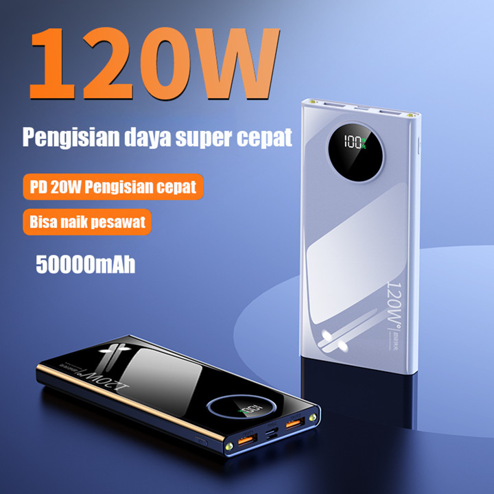 120W super fast charging 50000mAh Kapasitas besar powerbank small portable Power bank seluler ultra-tipis