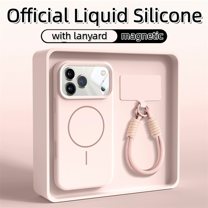 With lanyard New matte liquid silicone magnetic phone case for iPhone 17 Air 17 16 15 14 13 12 Pro max shockproof soft casing iPhone 16 15 14 plus Anti-Fingerprints