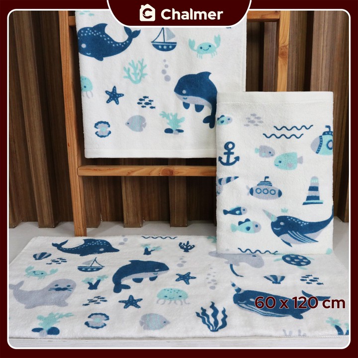 Handuk Bayi Chalmer Ukuran 60 x 120 cm Handuk Bayi Lembut Print Anak Karakter