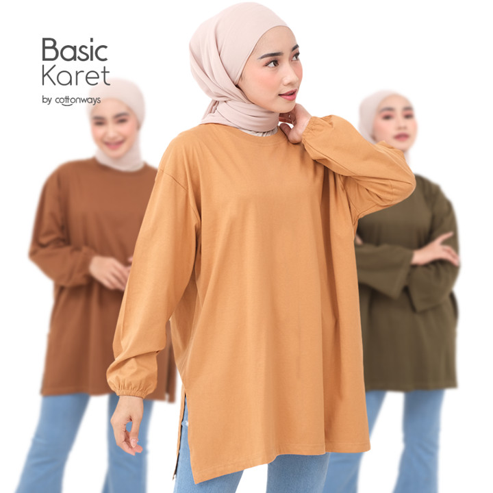 COTTONWAYS | Oversized Basic T-Shirt Longsleeves Kaos Oversi