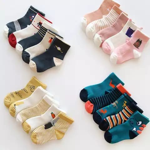 4 pasang kaos kaki bayi laki laki perempuan motif karakter l