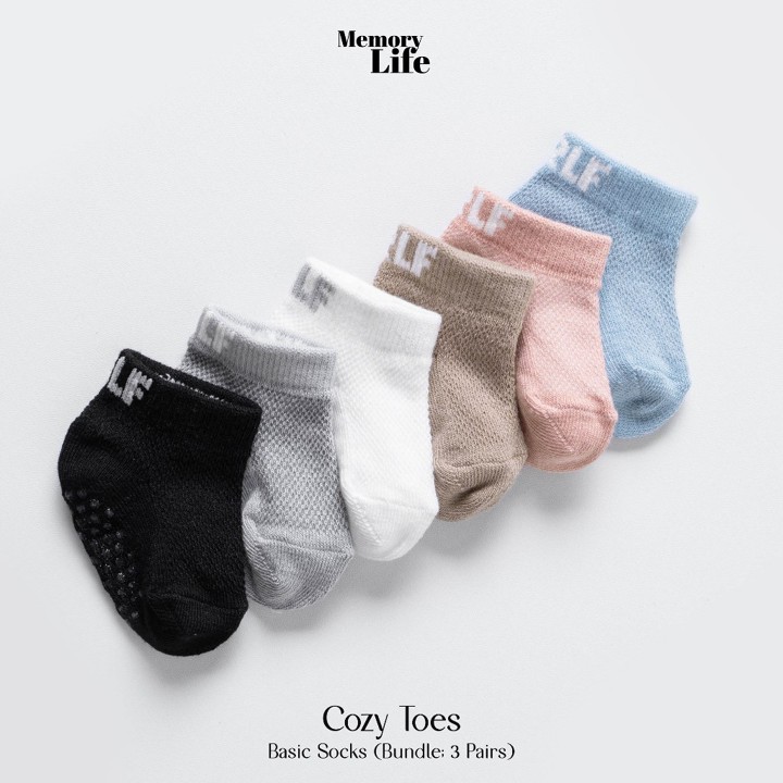 MemoryLife - Cozy Toes | Bundle Isi 3 Pasang Kaos Kaki Bayi 