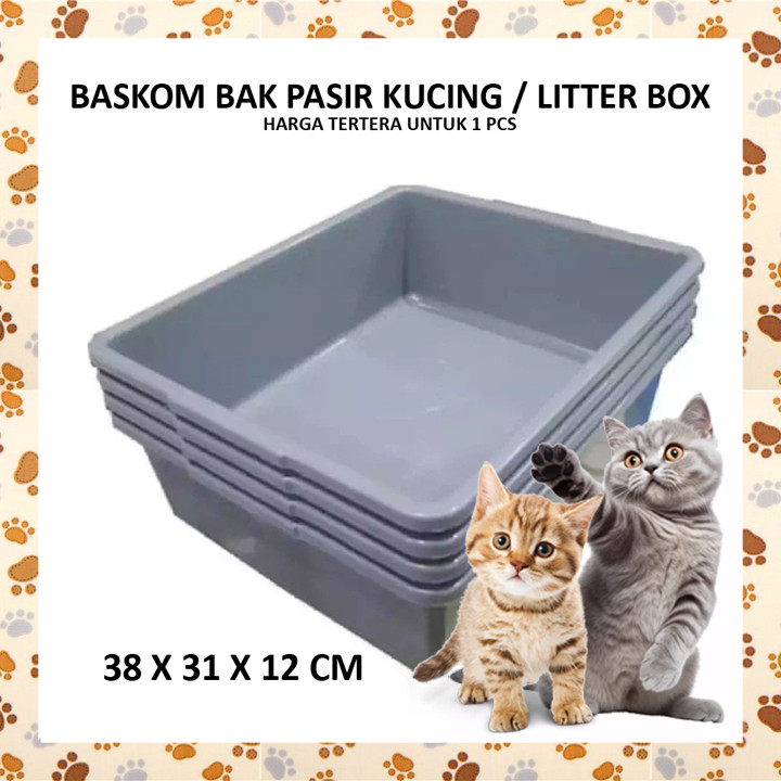 B28OPN Baskom BAK PASIR KUCING Segi Ember Abu Anak Kucing Ki