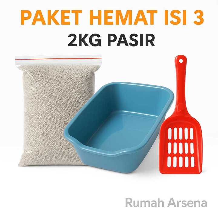 Paket Hemat Litter Box + Serokan + 2Kg Pasir Kucing