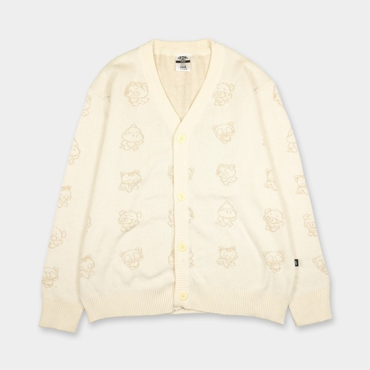 CRSL White Pattern Cardi | Cardigan Unisex Rajut Knitwear | 