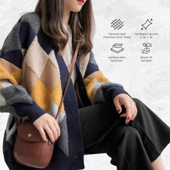 Dambi Cardigan Rajut Wanita Oversize Kardigan Premium Korean