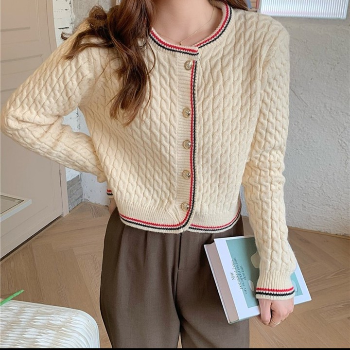 CARDIGAN 18150 Knit CROP KARDIGAN Lengan Panjang IMPORTIR Pa