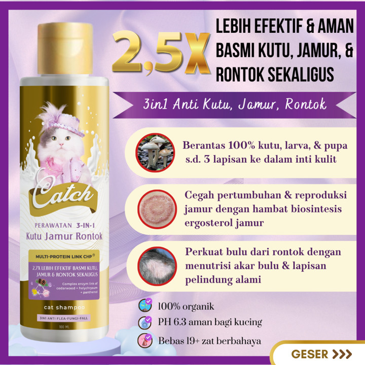 Catch Shampo Kucing Anti Kutu dan Jamur , Anti Rontok 3in1 -