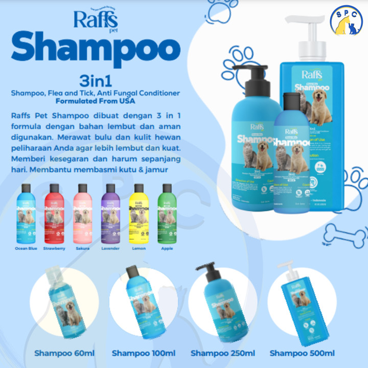RAFF Shampoo 100ml 250ml Raffs 3in1 Shampoo Flea&Tick, Anti 