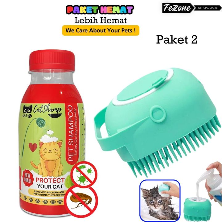 Paket Grooming Kucing Shampo Anti Kutu Jamur Gatal dan Sikat