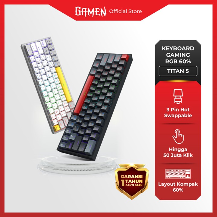 GAMEN Titan 5 Keyboard Mechanical Gaming 60% – Hot-Swappable