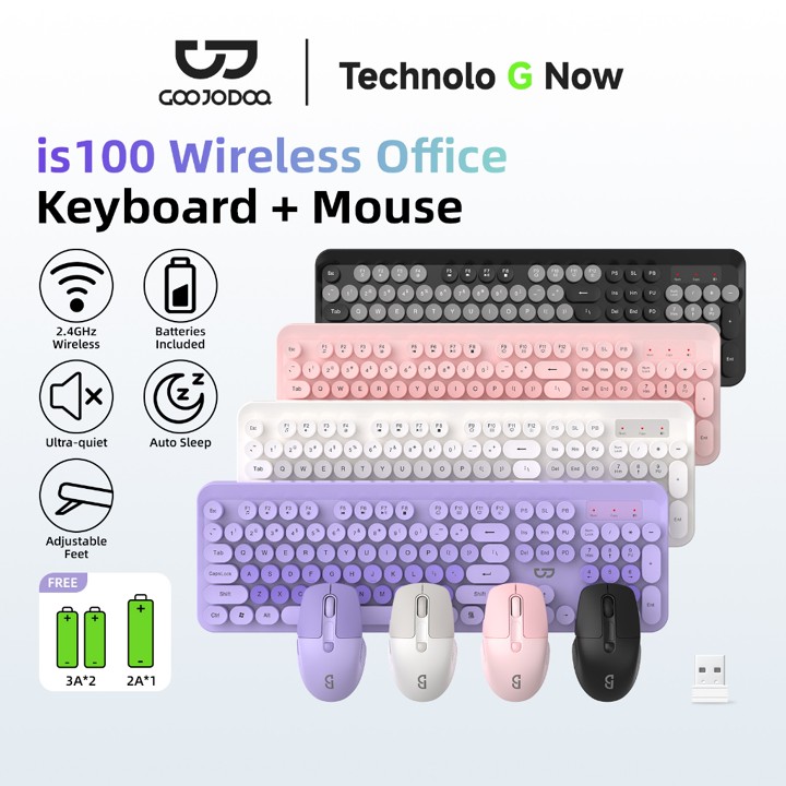 Goojodoq 2.4G Wireless Keyboard Mouse Set For Notebook Lapto