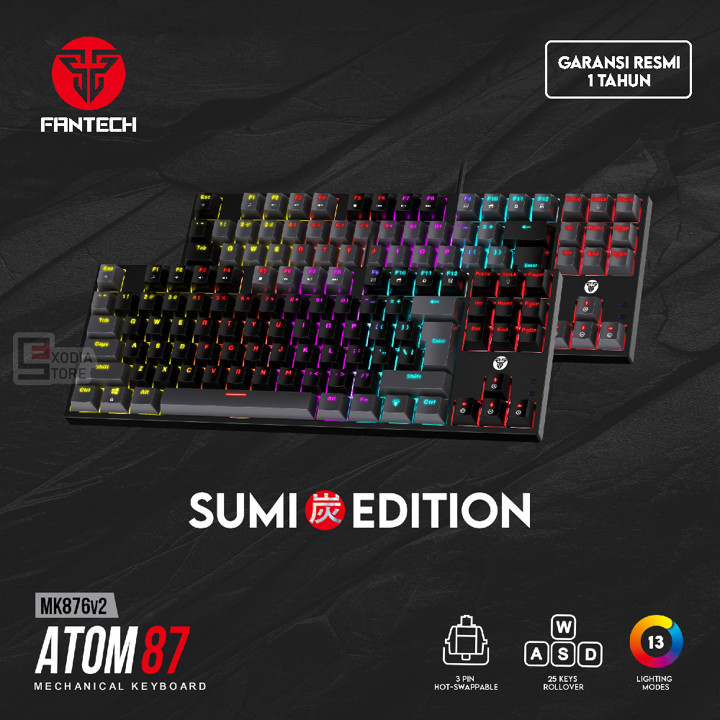 Fantech ATOM MK876 V2 RGB Gaming Mechanical Keyboard TKL ATO