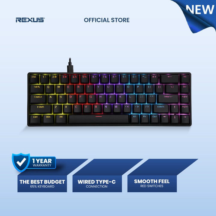[Exclusive Shopee] Rexus SH600 Keyboard Gaming Mechanical 65