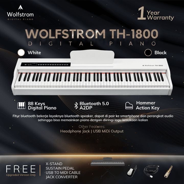 Wolfstrom TH-1800 Hammer Action Keys Digital Piano Elektrik