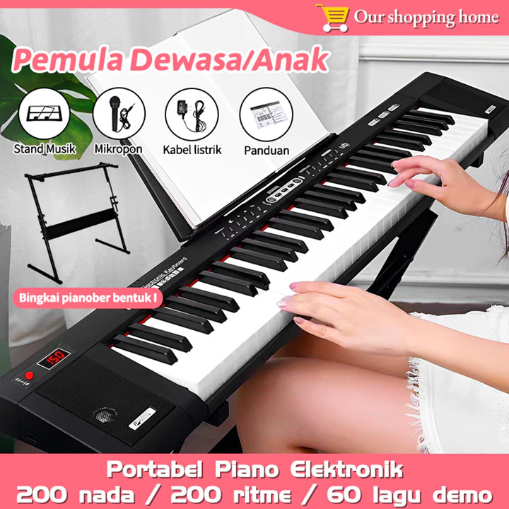 Portabel Piano Elektronik Multifungsi 61 Keys Pemula/ Mainan