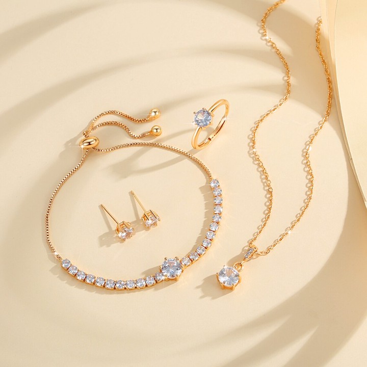 Lanme Jewelry Set Perhiasan Titanium Berlian Kalung Gelang A