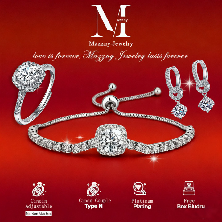 Cincin Anting Mazzny Gelang Perhiasan Set Wanita Original La