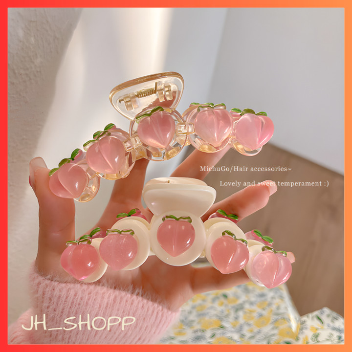 JH Jepit rambut korea bentuk ikan hiu warna pink bahan resin