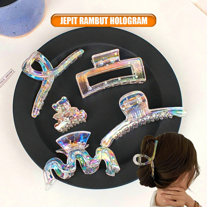 Jepit Rambut Transparan Motif Hologram / Jedai Dewasa Kupu K