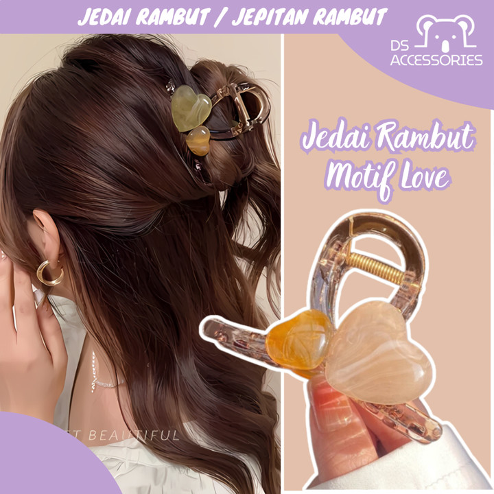COD Jedai Rambut Motif Love / Hair Clip Love ukuran 8cm