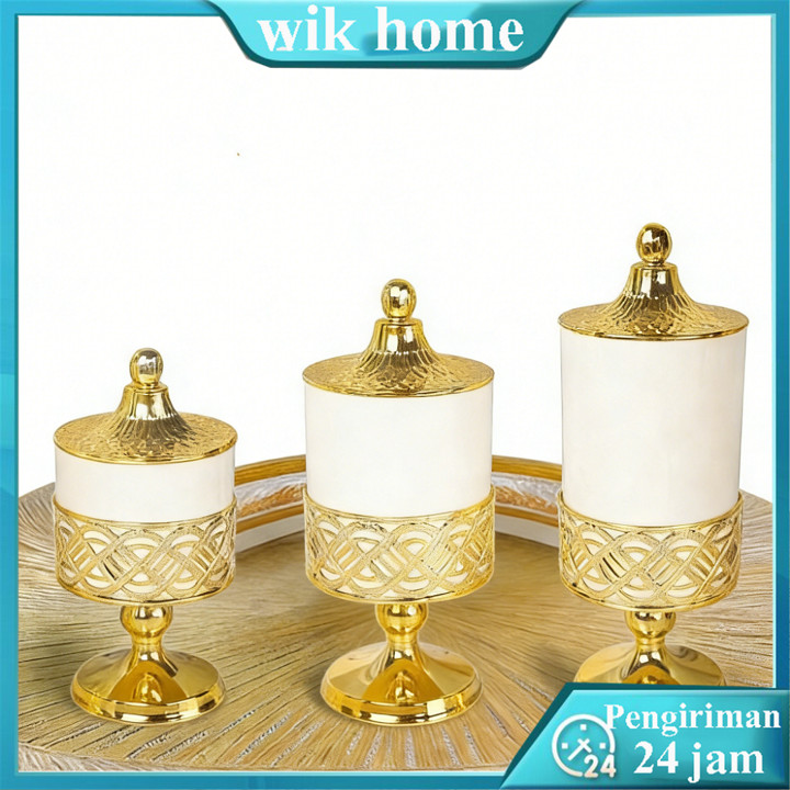 Set Toples Emas Mewah Makanan Serbaguna Toples Lebaran Tople