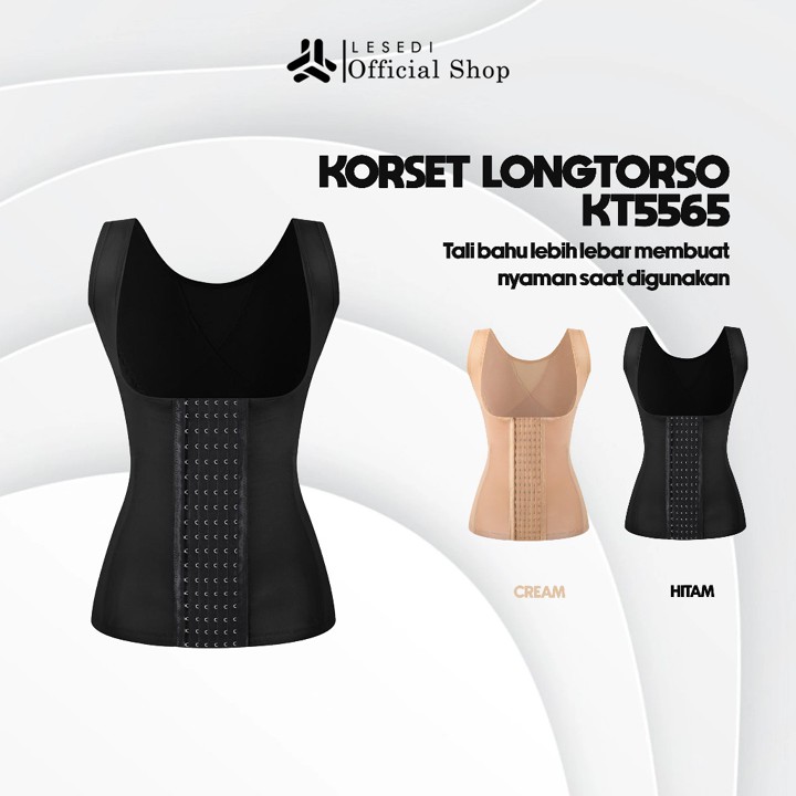 LESEDI Korset Pelangsing Perut Buncit Korset Pelangsing Melahirkan Slimming Suit Korset Longtorso 6 Pengait 4 Tulang Stagen Shapewear KT5565