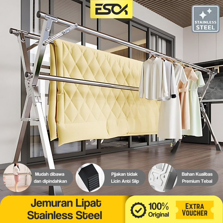 ESOK Jemuran Baju Lipat Jemuran Pakaian 160cm/200cm/240cm - 