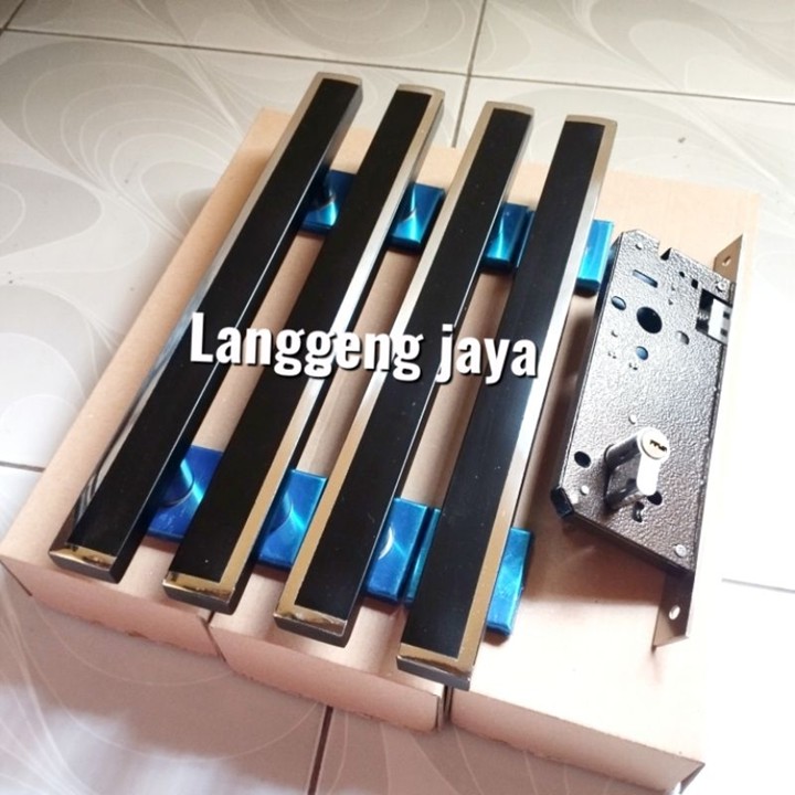Paket komplit 4pcs + body kunci 45cm Handle Pintu Rumah Gaga