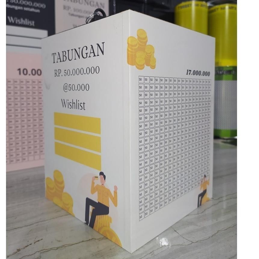 Celengan Target 50 Juta 50k Besar Kunci Gembok 15x15x20 Cm K