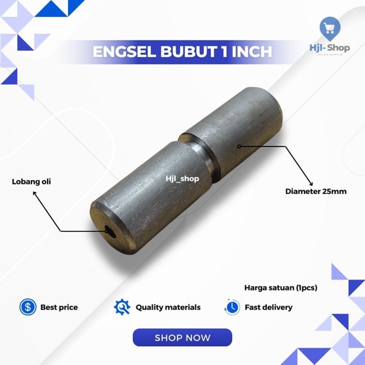 Hjl - Engsel Bubut 1 inch (25mm) Panjang 9cm | Engsel Pintu 